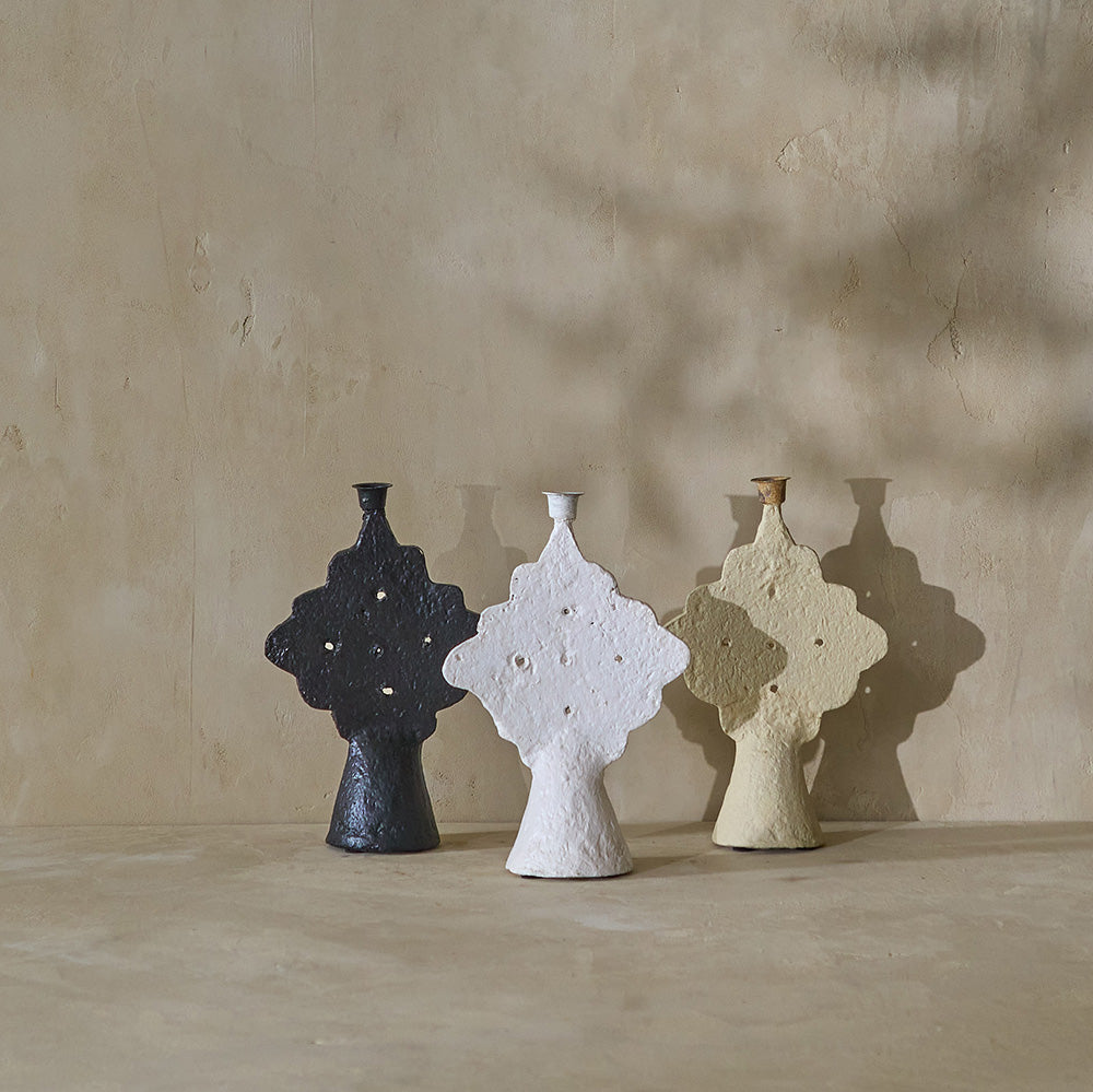 Hand-Made Paper Mache Candlestick Holder (A153)