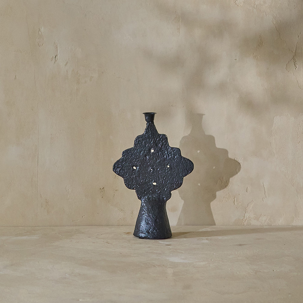 Hand-Made Paper Mache Candlestick Holder (A153)