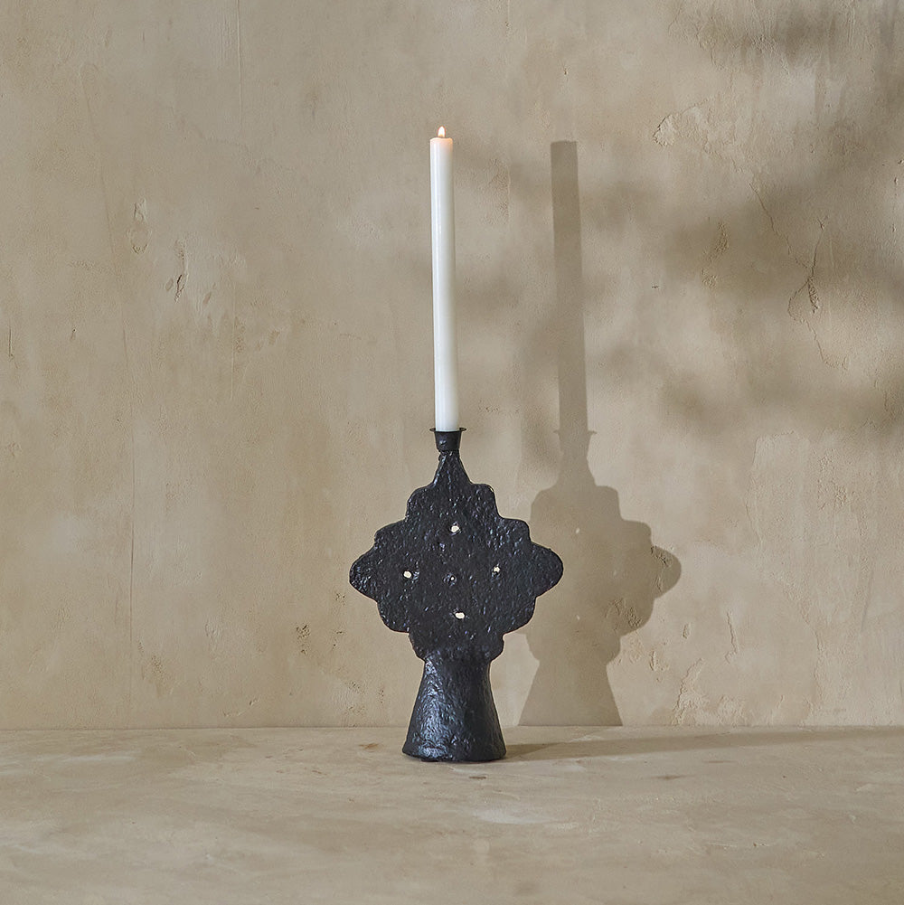 Hand-Made Paper Mache Candlestick Holder (A153)