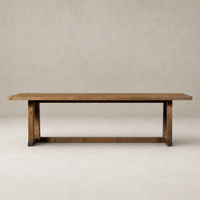 Landsbury Dining Table in waxed pine with a rustic, sturdy design and smooth finish.