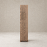 Kyra Cabinet in drifted oak with a sleek, minimalist design and natural wood grain.