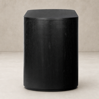 Brushed Ebony Oak Birch Desk with a sleek, modern cylindrical design.