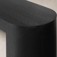 Brushed Ebony Oak Birch Desk with smooth, rounded edges and elegant finish.
