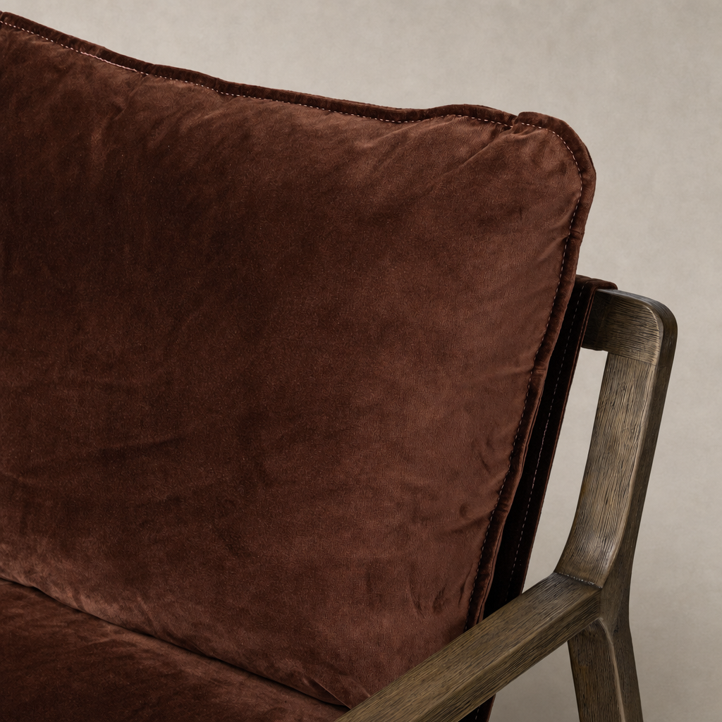 Surrey Auburn Sawyer Chair featuring soft, plush upholstery and sturdy wooden frame.