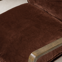 Surrey Auburn Sawyer Chair featuring a plush velvet seat and stylish wooden armrests.