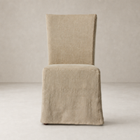 Sierra Slipcovered Dining Chair in Broadway Canvas with textured fabric and elegant shape.