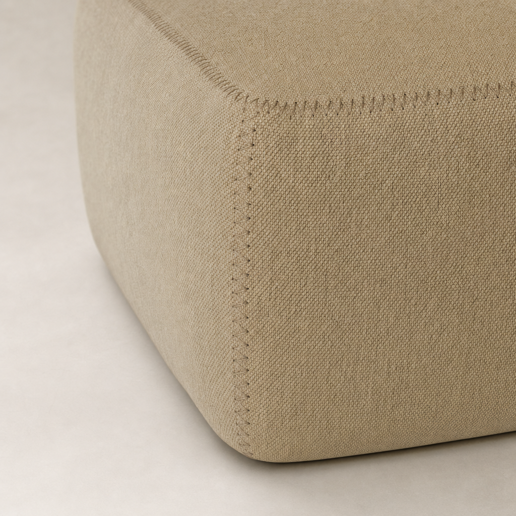 Close-up of Sierra Slipcovered Dining Chair in Broadway Canvas showing textured fabric and stitching.