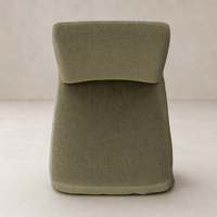 Sierra Slipcovered Dining Chair in Broadway Olive with soft, textured fabric and modern shape.