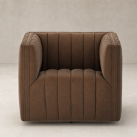Auden Swivel Chair in Maestro Cigar with plush tufted upholstery and modern design.