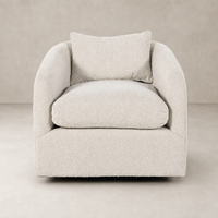 Magnolia Swivel Chair in Knoll Natural featuring a plush, textured fabric and modern design.