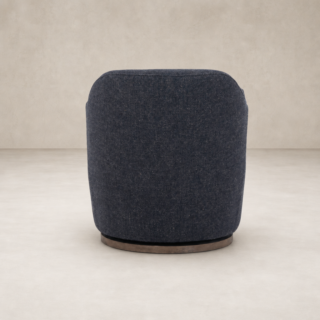 Thames Slate Soliel Swivel Chair featuring a rounded, upholstered design and sturdy base.