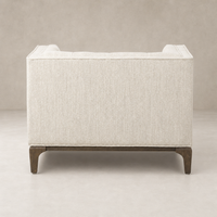 Murano Chair in Kerbey Taupe with textured fabric and elegant wooden legs.