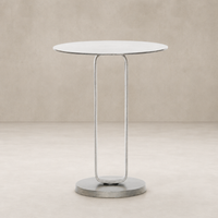 Rowan End Table features a sleek round top and a modern metal base.