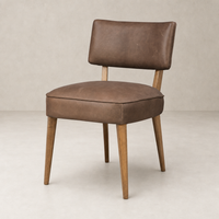 Orson Dining Chair in Palermo Cigar with a sleek design and wooden legs.