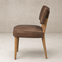 Orson Dining Chair in Palermo Cigar with tapered wooden legs and cushioned backrest.