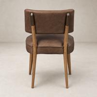 Orson Dining Chair in Palermo Cigar with curved backrest and wooden legs.