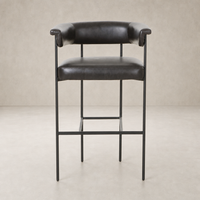 Banyan Bar + Counter Stool in Sonoma Black with sleek curves and minimalist metal frame.