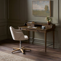 Quince Desk in Dark Toasted Oak featuring a minimalist design and sleek lines.