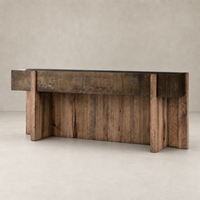 Beckett Console Table in Rustic Oak with a sleek, modern design and textured finish.