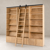 Tahoe Bookshelf in smoked pine with a stylish vertical ladder and open shelving.