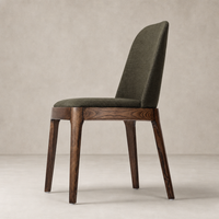 Rhys Armless Dining Chair in Bilton Olive with a stylish solid wood frame.
