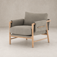Mykonos Chair in Villa Olive featuring a sleek design and wooden frame.