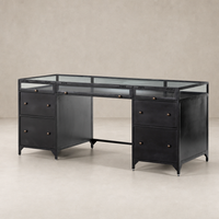 Kestrel Box Executive Desk in black, featuring sleek lines and spacious drawers.
