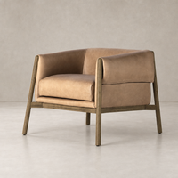 Stylish Remington Chair in Palermo Nude with smooth leather and wooden legs.