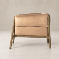 Remington Chair in Palermo Nude with a sleek design and wooden legs.