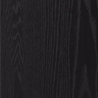 Detail of the Ember Display Cabinet showcasing its rich black wood grain finish.