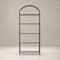 Stylish black Fez Bookcase featuring an arched top and open shelving design.