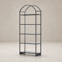 Fez Bookcase in black metal with an arched top and five spacious shelves.