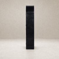 Delta Cabinet in black with a sleek, minimalist design and rounded top edge.