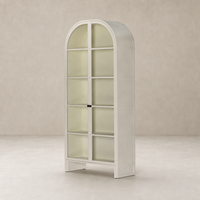 Cream powder-coated Delta Cabinet featuring an arched design and glass doors.