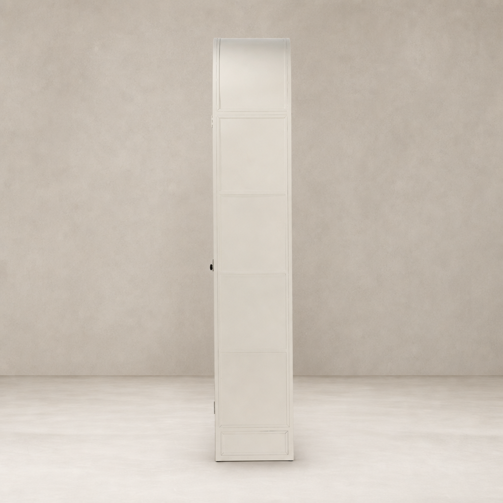 Slim Delta Cabinet in cream powder coat with smooth finish and sleek design.