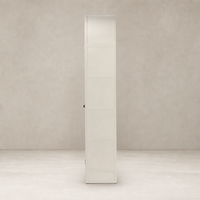 Slim Delta Cabinet in cream powder coat with smooth finish and sleek design.
