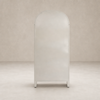 Cream powder coat Delta Cabinet with an arched top and sleek design.