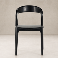 Amato Dining Chair in Sonoma Black, featuring sleek curved design and smooth finish.