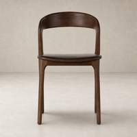 Front view of Amato Dining Chair in Sonoma Coco, featuring a curved back and sleek legs.