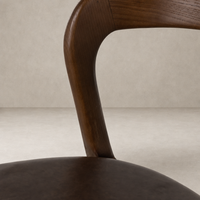Close-up of the Amato Dining Chair in Sonoma Coco, highlighting its smooth curved backrest.