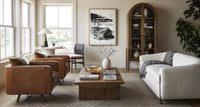 Jet Live Edge Bowl in onyx displays natural wood grain on a stylish coffee table.
