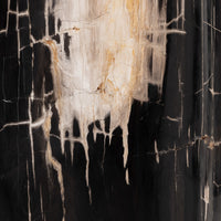 Naxos End Table featuring a striking black and white marble finish with unique veining.
