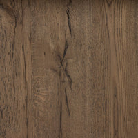 Close-up of the Thalia Dining Table's rich, textured wood surface showcasing natural grain patterns.