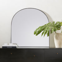 Elena Wide Mirror in matte black iron with an elegant arched design.