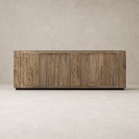Biscay Sideboard in rustic wormwood oak, featuring a sleek rectangular design and textured finish.