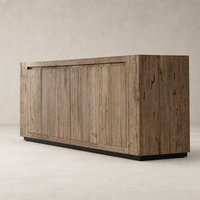 Rustic Wormwood Oak Biscay Sideboard features a sleek, modern design with textured wood surface.