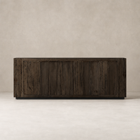 Biscay Sideboard in ebony rustic wormwood oak with textured wood grain finish.
