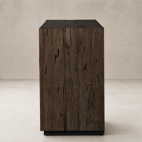 Biscay Sideboard in ebony rustic wormwood oak with textured, unique wood grain finish.