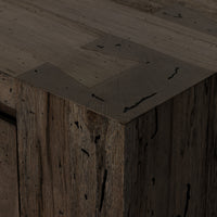 Close-up of the Biscay Sideboard featuring textured ebony rustic wormwood oak finish.