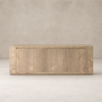 Biscay Sideboard in whitewash rustic wormwood oak with sleek lines and smooth finish.